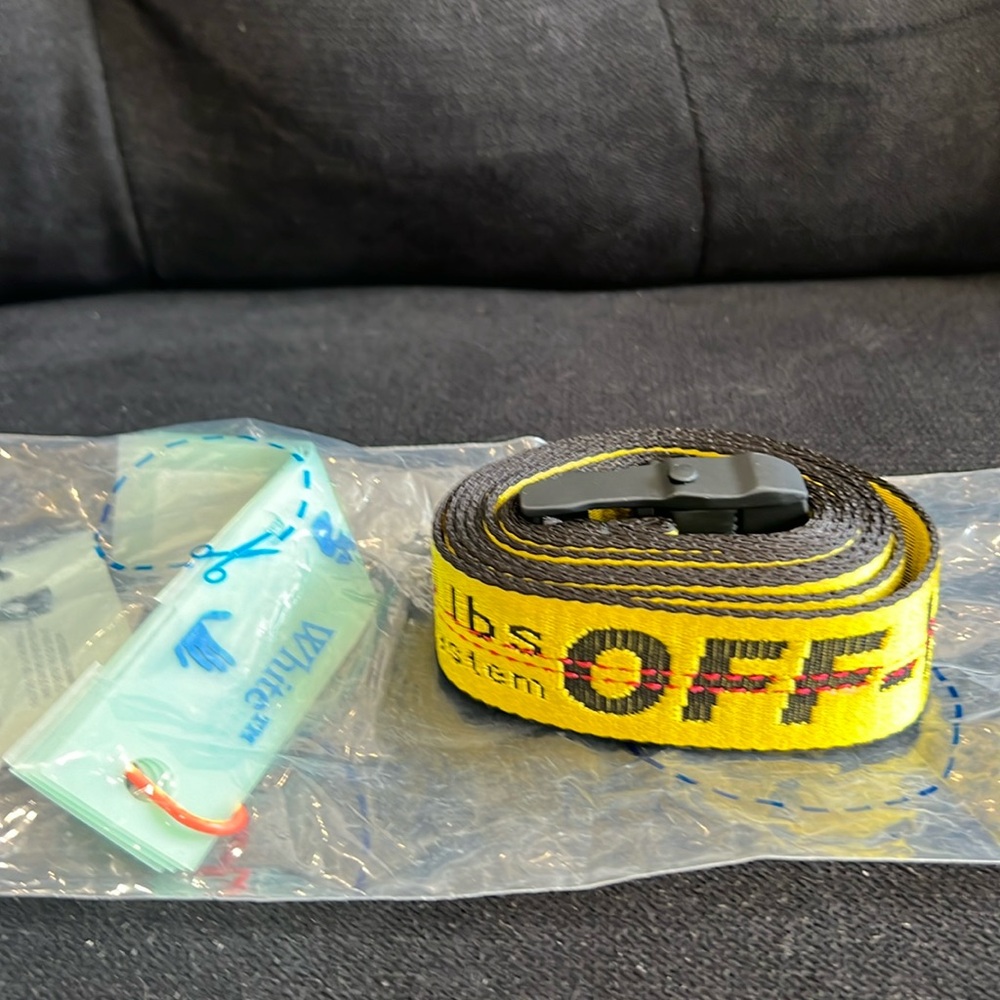 Extra long off white belt